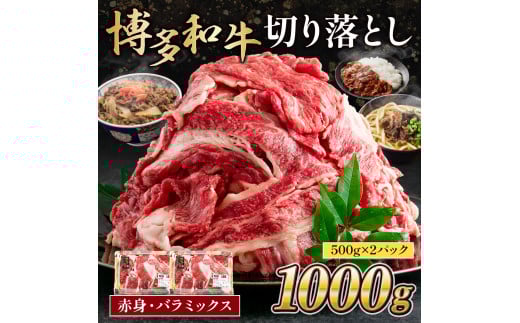 博多和牛 切り落とし赤身・バラミックス1000g (500gx2パック) MK001
