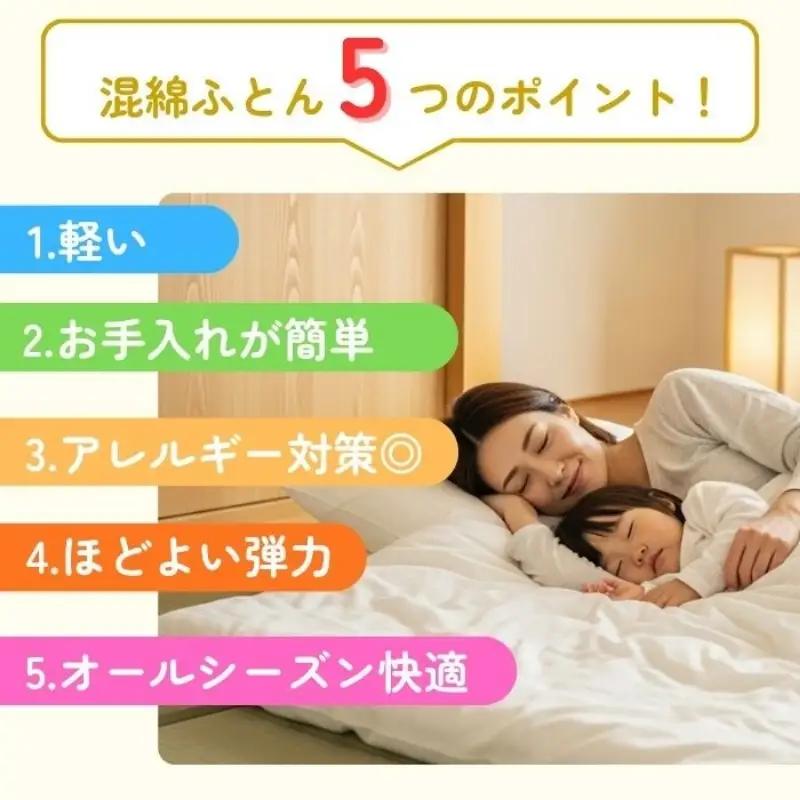 敷布団 セミダブルロング 混綿、綿70% ポリ30% ボリューム 6.0kg 職人手作り 和布団 ※配送不可:離島 和柄ブルー