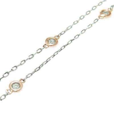 ふるさと納税 甲府市 PT850/K18ピンクゴールド ダイヤチェーンブレスレット【28861-4】 |  | 01