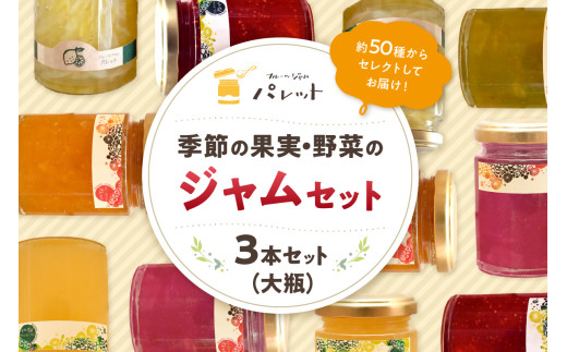 【スピード発送】季節の果実、野菜のジャムおまかせ3本セット（大瓶） 果実 果物 野菜 ジャム セット 詰め合わせ パンのお供 【018_1698】