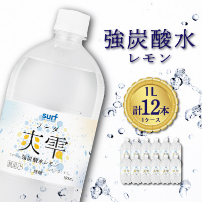 
＜毎月定期便＞サーフ　爽雫(ソーダ)強炭酸水レモン 1L×12本　1ケース　国産炭酸水全6回_ 炭酸 炭酸飲料 強炭酸 レモン ソーダ 1L 割り材 国産 山梨県 山梨市 ふるさと 【4050655】
