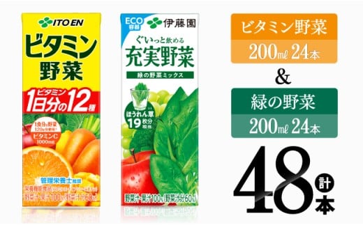 伊藤園 ビタミン野菜(紙)24本＋緑の野菜(紙)24本【 飲料類 野菜 ビタミン野菜 緑の野菜 ジュース セット 詰め合わせ 飲みもの 】