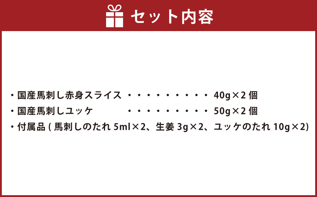 切れてる国産赤身とユッケのセット 馬 馬肉 馬刺 九州 熊本
