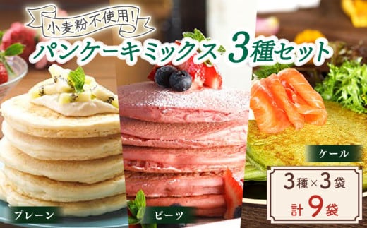 米粉 パンケーキミックス 3種 セット 計9袋 計990g 米粉スイーツ パンケーキミックス 詰め合わせ 食べ比べ アレルゲンフリー 国産 ビーツ ケール グルテンフリー パンケーキ 料理 お菓子作り 小麦粉代用 ケーキ お菓子 スイーツ作り スイーツ 米粉 京都 綾部