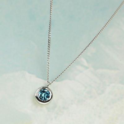 ふるさと納税 大津市 プラチナ900【0.2ct ラボブルーダイヤモンドネックレス】ふくりん留め 優しい輝き ペンダント |  | 01