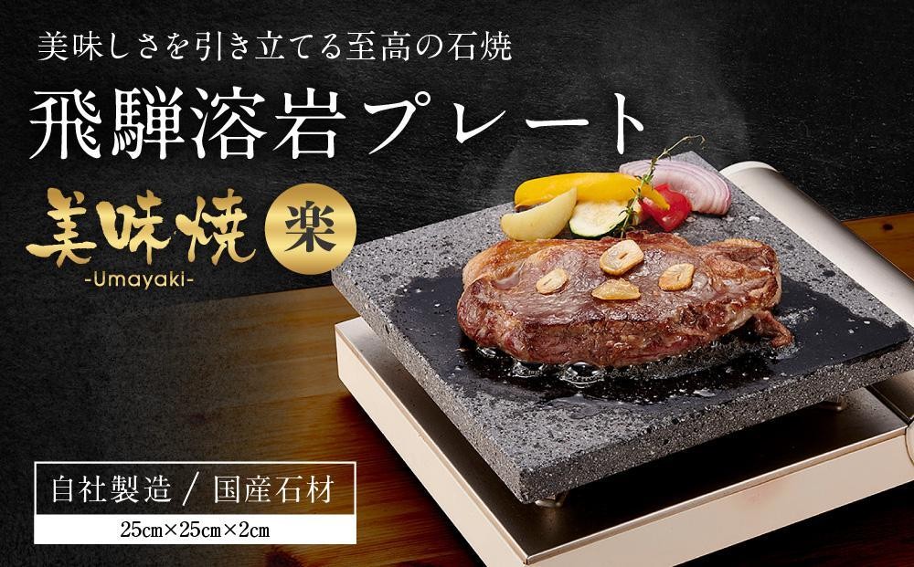 
                  【飛騨溶岩プレート】美味焼【楽】| 肉や野菜が美味しく焼ける！ご家庭での焼肉に最適！ 屋外 溶岩石  焼肉プレート バーベキュー 砂原石材 BE003VP
                