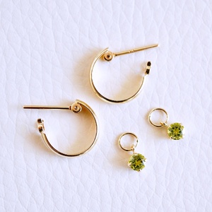 K18(18金) イエローゴールド 2WAY ピアス 地金 ペリドット フープピアス(直径10mm) 保証書付 SMK-5249 SWAD099-peri