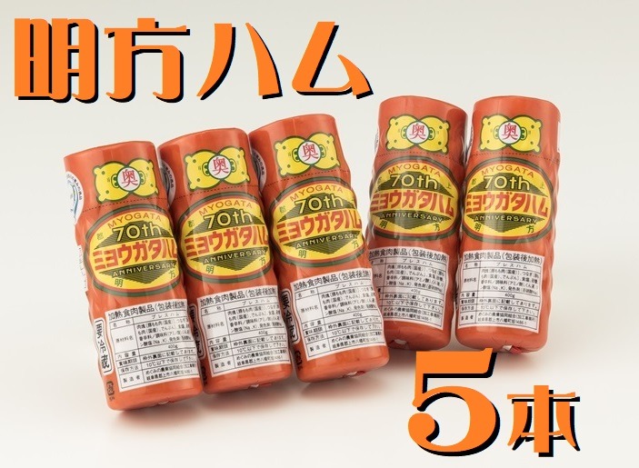 明方ハム 5本 特産品 加工品 農協 豚肉 肉 おつまみ お弁当 伝統製法 502