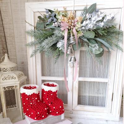 ふるさと納税 高畠町 まるで生花のようなX'masスワッグ　ベルのカラー:ゴールド |  | 01
