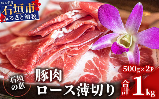 
【産地直送】石垣の恵 アグー豚 豚肉ロース薄切り 500g×2パック【合計1kg】KB-33
