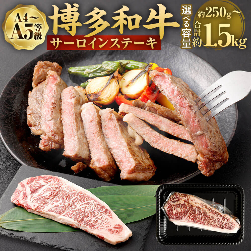 【ふるさと納税】＜選べる 容量＞【A4・A5】博多和牛 サーロイン ステーキ 約250g～約1.5kg 1枚約250g 黒毛和牛 福岡県産 九州産 国産 国産牛 A4等級 A5等級 ステーキ肉 牛肉 お肉 肉 冷凍 福岡県 大任町 送料無料