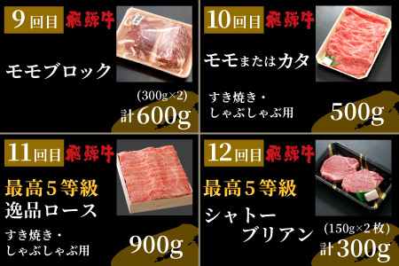 5等級シャトーブリアン入り 飛騨牛極上12回定期便 すき焼き しゃぶしゃぶ ステーキ 焼肉 BBQ モモ カタ ロース 肩ロース カタロース カルビ シャトーブリアン モモブロック 希少部位 養老ミー