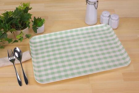 【ブルー×グリーン2枚組】タツクラフト ST ランチョン トレー L 39cm ミルキー チェック 