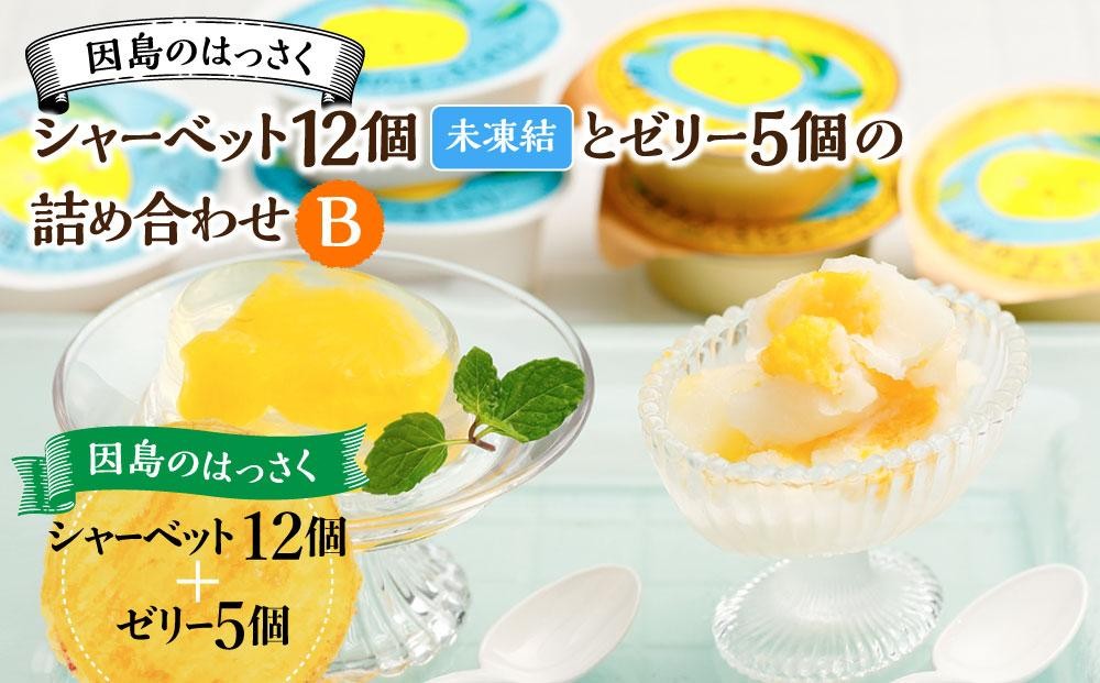 
                  因島のはっさくシャーベット(未凍結）とゼリーの詰め合わせB （シャーベット12個、ゼリー5個）【17個セット ひろしま銘菓 八朔 はっさくゼリー スウィーツ 菓子 贈り物 土産 広島県 尾道市】
                