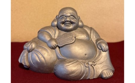 置物 瓦細工 座り布袋 いぶし粘土瓦 手作り 置物
