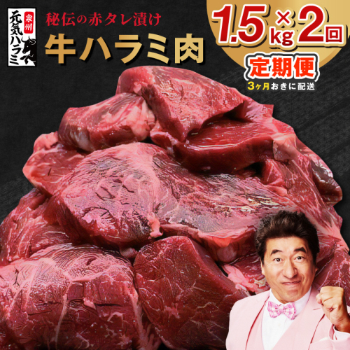 【分けて届く定期便】牛ハラミ 1.5kg（300g×5P）【秘伝の赤タレ 泉州元気ハラミ 牛肉 はらみ 小分け 焼肉 お弁当 BBQ 訳あり ワケアリ わけあり サイズ不揃い 規格外 全2回】 G4773