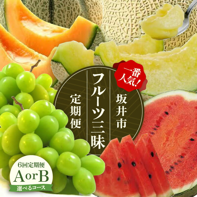 【ふるさと納税】【先行予約】【定期便 6回コース】 坂井市フルーツ三昧 ！！定期便【2025年6月上旬以降順次発送開始予定】【 フルーツ定期便 シャインマスカット メロン スイカ 食べ比べ 】
