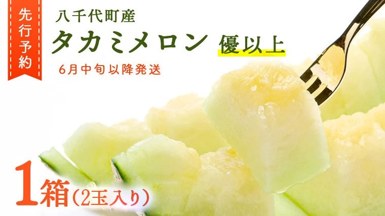 
                  【 先行予約 2026年6月中旬 以降発送】 令和8年産 八千代町産 タカミメロン 優以上 1箱 （ 2玉 入り） 期間限定 産地直送 果物 フルーツ メロン 甘い [CL003ya]
                