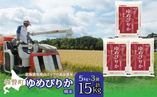 【令和6年産 】（精米15kg）ホクレンゆめぴりか（精米5kg×3袋） 【 ふるさと納税 人気 おすすめ ランキング 北海道産 壮瞥 精米 米 白米 ゆめぴりか 甘い おにぎり おむすび こめ 贈り物 贈物 贈答 ギフト 大容量 詰合せ セット 北海道 壮瞥町 送料無料 】 SBTD041