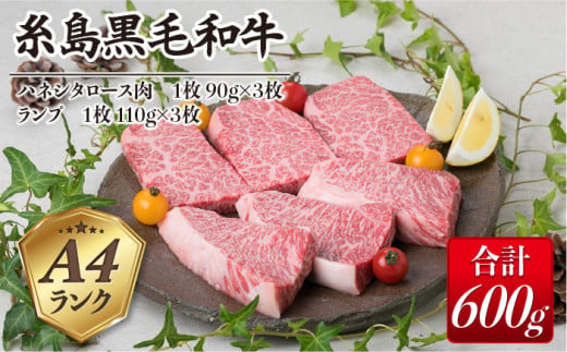【極上 ステーキ 】合計 600g (6枚入) ハネシタロース ランプ A4ランク 糸島 黒毛和牛 【糸島ミートデリ工房】[ACA041] 希少 ステーキ ランプ ロース 牛肉 赤身 国産 和牛 黒毛