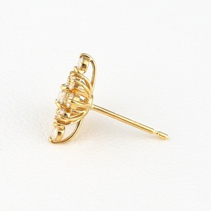 K18イエローゴールド＆ダイヤモンド クリスタルモチーフピアス【TE-127】