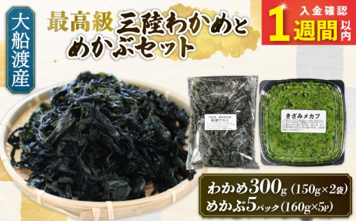 【スピード発送】 めかぶセット 塩蔵 わかめ 300g (150g×2袋) きざみめかぶ800g (160g×5) 海鮮 海藻 わかめ ワカメ 魚貝類 魚介類 みそ汁 スープ 酢の物 小分け 三陸産 岩手県 大船渡市