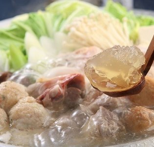 福岡ブランド「はかた地どり」 コラーゲン付 プレミアム水炊きセット（5～6人前）_水炊き 博多地鶏 セット 詰め合わせ プレミアム もも切身 ぶつ切り つみれ 肉だんご スープ コラーゲン 橙ぽん酢 