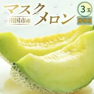 【先行予約】マスクメロン（贈答用） 3玉入 青肉品種 高級メロン！ ／ マスクメロン 果物 フルーツ ギフト 農家直送 NE027