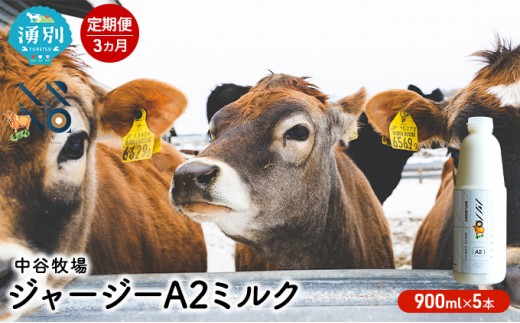 
[№5930-0323]【3カ月定期便】中谷牧場 ジャージーA2ミルク　900ml×5本
