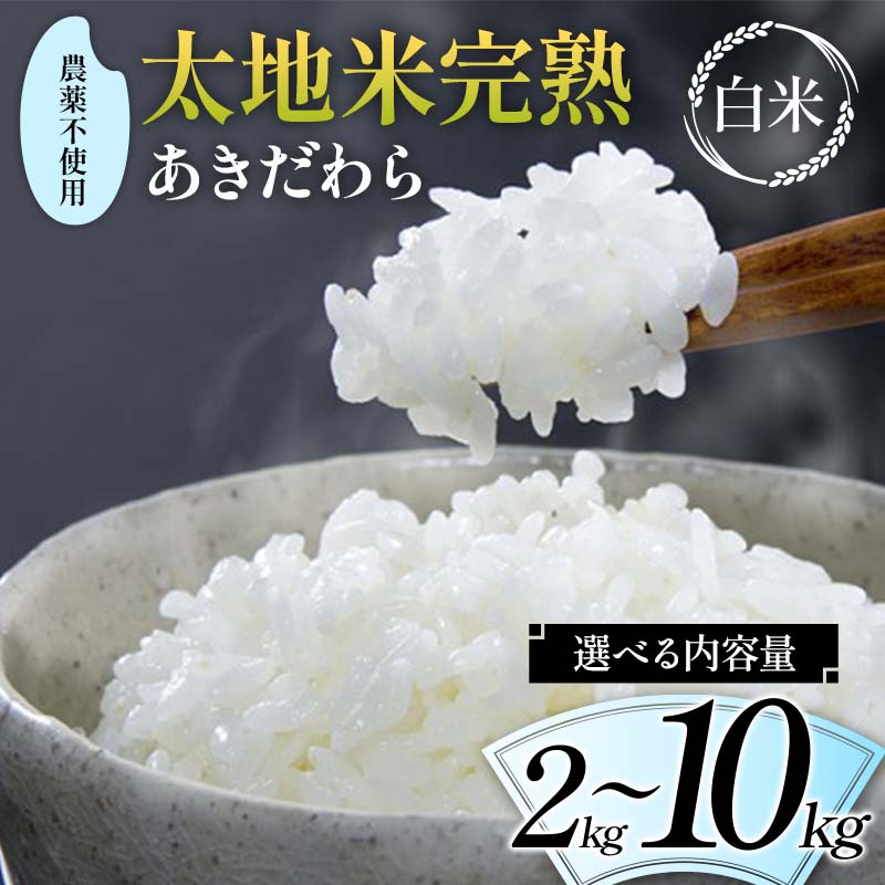 【ふるさと納税】＼選べる内容量／ 2024年産 農薬不使用 太地米完熟 【あきだわら】 白米 2kg 3kg 5kg 10kg ブランド米 お米 精米 白米 人気 F7X-0319var