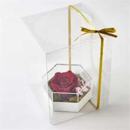 【プレミアム大輪ローズ】モダンプリザーブドフラワーアレンジメント「ダーククリムゾン」_花・観葉植物 造花・プリザーブドフラワー 花 _【1578553】
