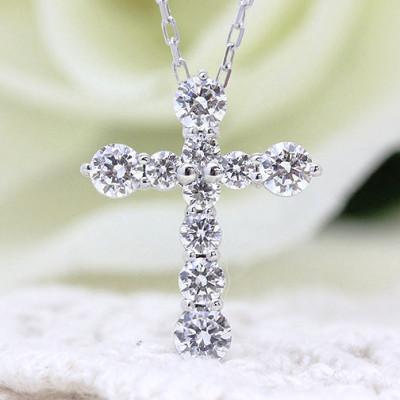 ふるさと納税 南アルプス市 ネックレス PT900 プラチナ ダイヤモンド 1.0ct クロス ペンダント【f020-pt】