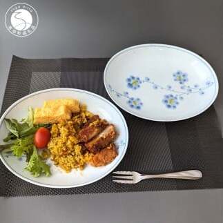 有田焼 華山窯 早風花パスタ皿（黄・紫）各2枚 4枚セット【東洋セラミックス】食器 器 花柄 うつわ オーバル 手描き ワンプレート 4枚 セット 40000円 4万円 A40-405