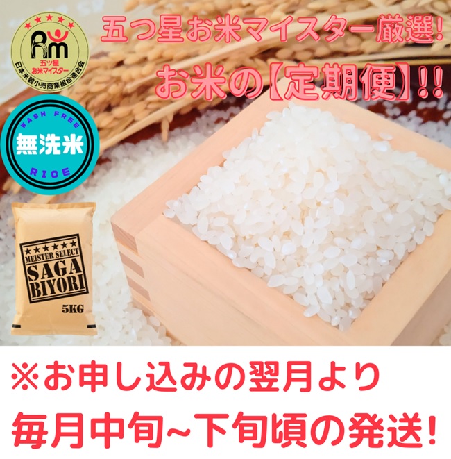CI750_【５回定期便】無洗米さがびより１０kg（５ｋｇ×２袋
