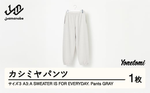 ≪先行予約≫ A3: A SWEATER IS FOR EVERYDAY. Pants GRAY グレー カシミヤ パンツ ズボン 服 洋服 ユニセックス メンズ レディース ブランド 数量限定 山形県 山辺町 サイズ3 yt-septh3
