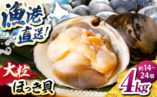 【2026年7月中旬以降順次発送再開】厚真町近海で獲れた 活ほっき貝 4kg（約14〜24個）《厚真町》【鵡川漁業協同組合】 ほっき ほっき貝 ホッキ ホッキ貝 北寄貝 海鮮 冷蔵配送 北海道 [AXAL006]