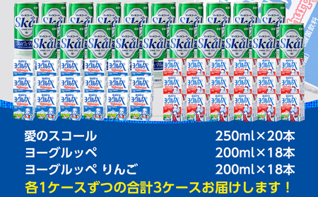 【敬老の日】2種類のヨーグルッペと愛のスコールセット≪9月11日～15日お届け≫_14-2301-KG_ (都城市) ヨーグルッペ ヨーグルッペりんご 200ml×18本 乳性炭酸飲料 スコール 25