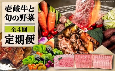 【全4回定期便】《A4～A5ランク》壱岐牛と旬の野菜定期便《壱岐市》【壱岐市農業協同組合】 [JBO077] 《A4～A5ランク》壱岐牛 肉 黒毛和牛 野菜 旬 詰め合わせ 贅沢 BBQ 98000円