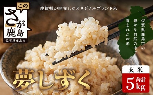 【鹿島市産】＼生産者直送／ 夢しずく 玄米5kg　夢しずく 佐賀県産夢しずく 佐賀県鹿島市 お米 米 精米 玄米 ふるさと納税 お米 ご家庭用米 主食ギフト 美味しいお米 お取り寄せ 贈答用米 食卓応援　C-150
