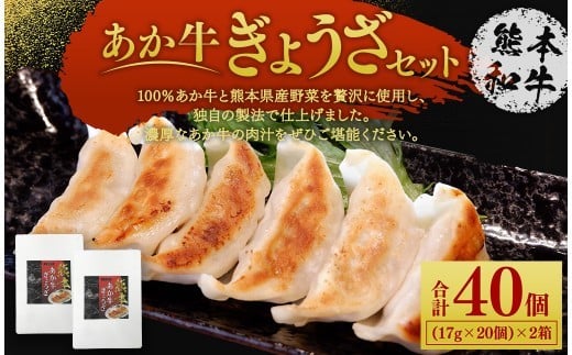 
            熊本和牛あか牛ぎょうざセット 20個入り×2箱
          