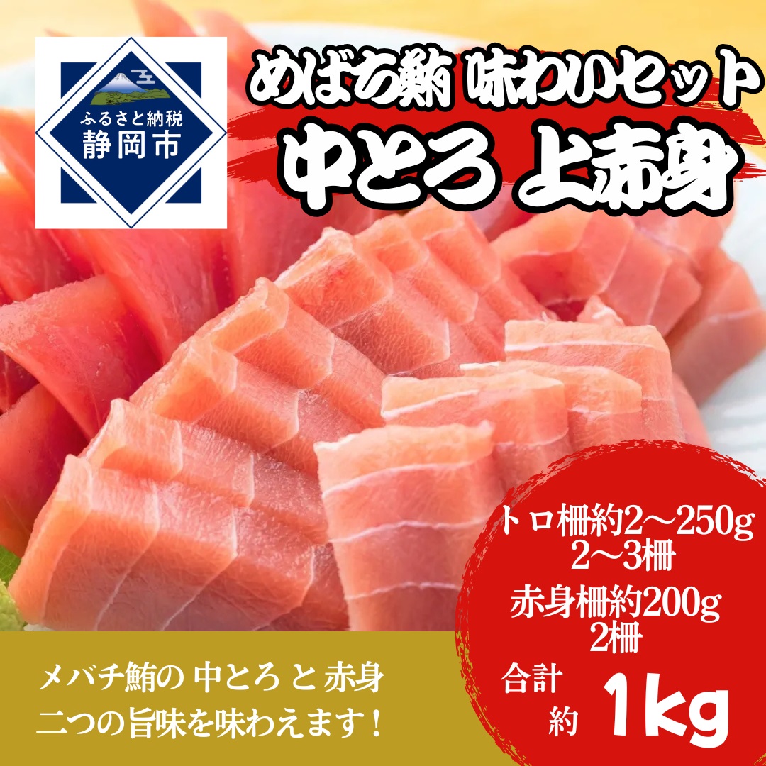冷凍 鮪 メバチマグロ 味わいセット（中とろ＋上赤身）静岡市 天然 まぐろ トロ マグロ 厳選 海生水産 海の幸■