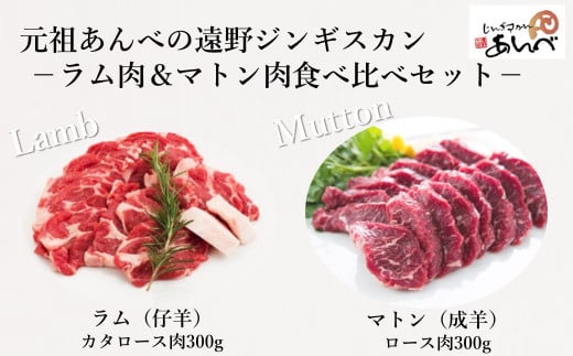 ラム肩ロース肉 ＆ マトンロース肉 食べ比べセット（ラム300g・マトン300g）【元祖「あんべ」遠野ジンギスカン】ラム肉 羊肉 仔羊肉 カタ肉 肩肉 ジンギスカン