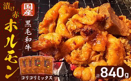 【数量限定】漬け赤ホルモン コリコリミックス 840g（210g×4P） 焼肉 BBQ 人気 ホルモン ホルモン焼き ホルモン肉 味付きホルモン 味付き肉 ほるもん 焼肉用ホルモン 冷凍ホルモン