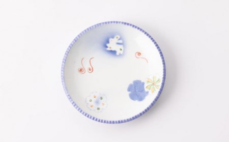 いげ皿丸文地紋雪輪兎15cm2点 NAZ507 