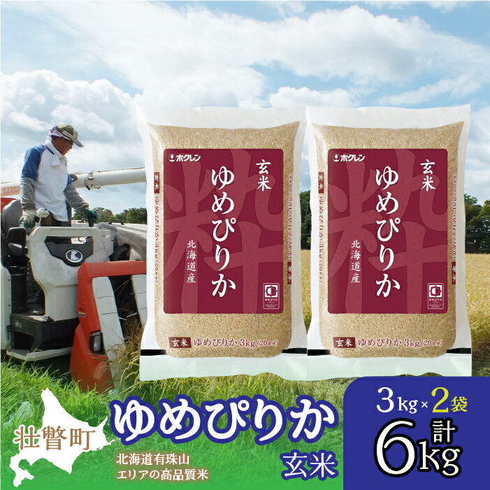 【ふるさと納税】【令和7年産】（玄米6kg）ホクレンゆめぴりか（3kg×2袋） 【 ふるさと納税 人気 おすすめ ランキング 北海道産 壮瞥 玄米 米 ゆめぴりか 炊き込みご飯 こめ 贈り物 贈物 贈答 詰合せ セット 北海道 壮瞥町 送料無料 】 SBTD073