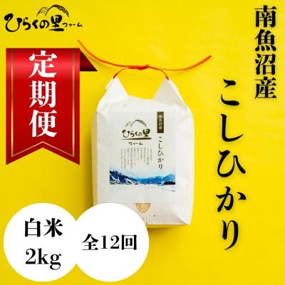 ふるさと納税 南魚沼市 【毎月定期便】もっちり甘い!南魚沼産コシヒカリ 白米2kg ひらくの里ファーム全12回