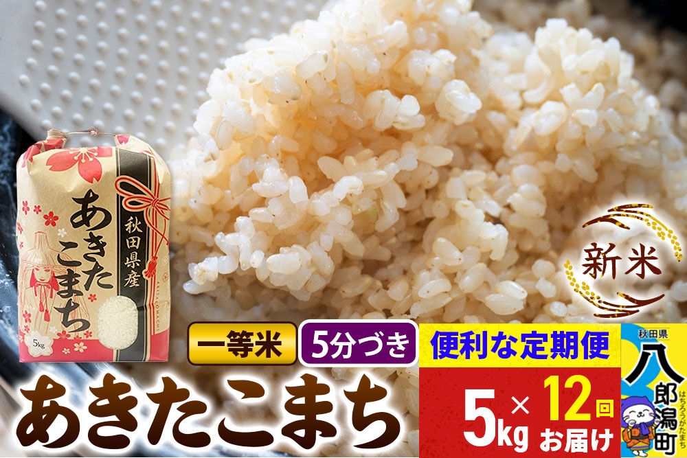 
                  《新米》《定期便12ヶ月》あきたこまち 一等米 5kg【5分づき】 令和8年産 秋田県産 こまちライン [新米 こまちライン あきたこまち ブランド米 お米 白米 精米 無洗米 米どころ 秋田 秋田県産]
                