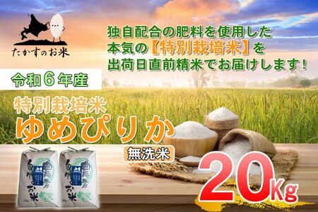 【令和7年産】 ゆめぴりか （無洗米） 北海道 米 を代表する人気の品種 【2025年10月上旬発送開始】 10kg×2袋 20kg 北海道 鷹栖町 たかすのお米 米 