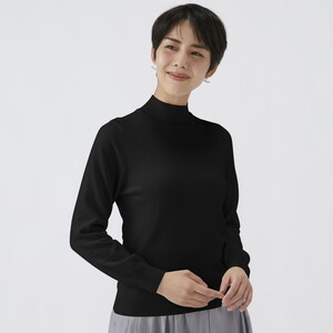 日本製 カシミヤ100% レディース ハイネック ブラック 2Lサイズ