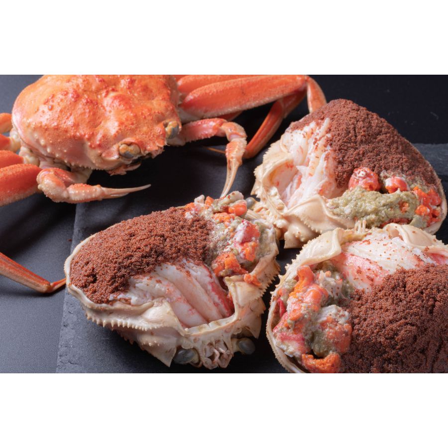 ＜蟹の匠 魚政＞プレミアムズワイガニ 雌雄の甲羅盛り 夫婦宝船（めおとたからぶね） 中サイズ（240g×1・75g×3） 濃縮ダシ付き